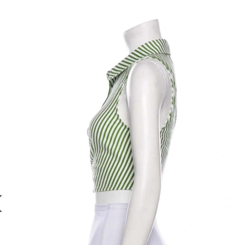 Reformation Green and White Striped Crop Top - Picture 2 of 5